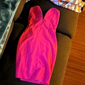 Shein hot pink strapless mini dress